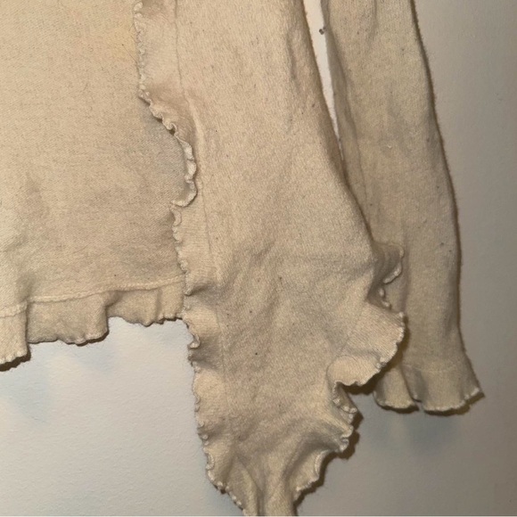 Cream Ruffled Women's Sweater - Picture 4 of 5